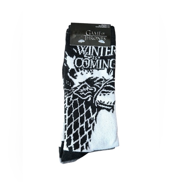 NWT Game of Thrones Mens 2pk Winter is Coming wolf socks HBO - Picture 2 of 4